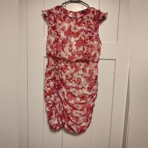Express Red and White Floral Midi Dress -Size M